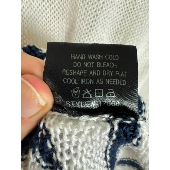 360 Sweater Linen Loose Knit Sweater Top Size M Hood White Black Stripe Pullover - Picture 8 of 10